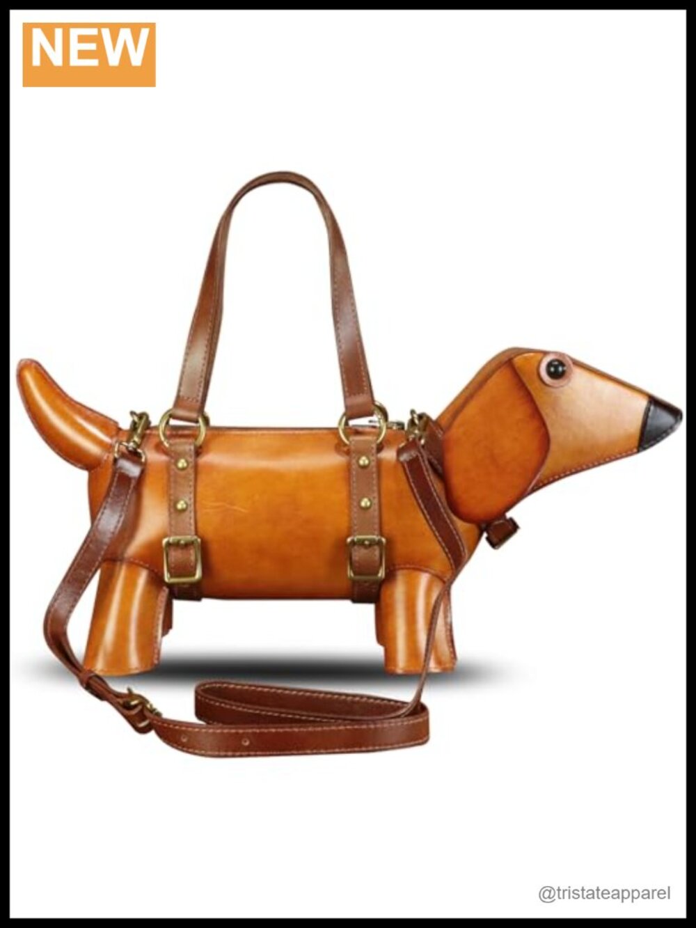 Genuine Leather Dog Shape Satchel Crossbody Handbag Purse